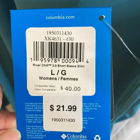 Columbia River Chill 3.0 Shirt Womens Large Blue White Residue on Front New - Picture 3 of 8